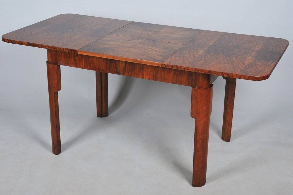 Art Deco Extendable Dining Table in Beech and Spruce, Czech, 1930s