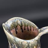 70s glazed stoneware pitcher – signed, French ceramic