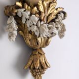 Pair of Louis XVI style wall lights in gilded and lacquered wood. Circa 1900.