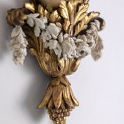 Pair of Louis XVI style wall lights in gilded and lacquered wood. Circa 1900.