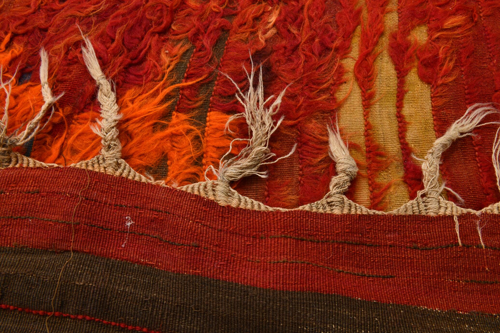 4x11 Red & Orange Handmade %100 Wool Moroccan Runner Rug, 128x346Cm