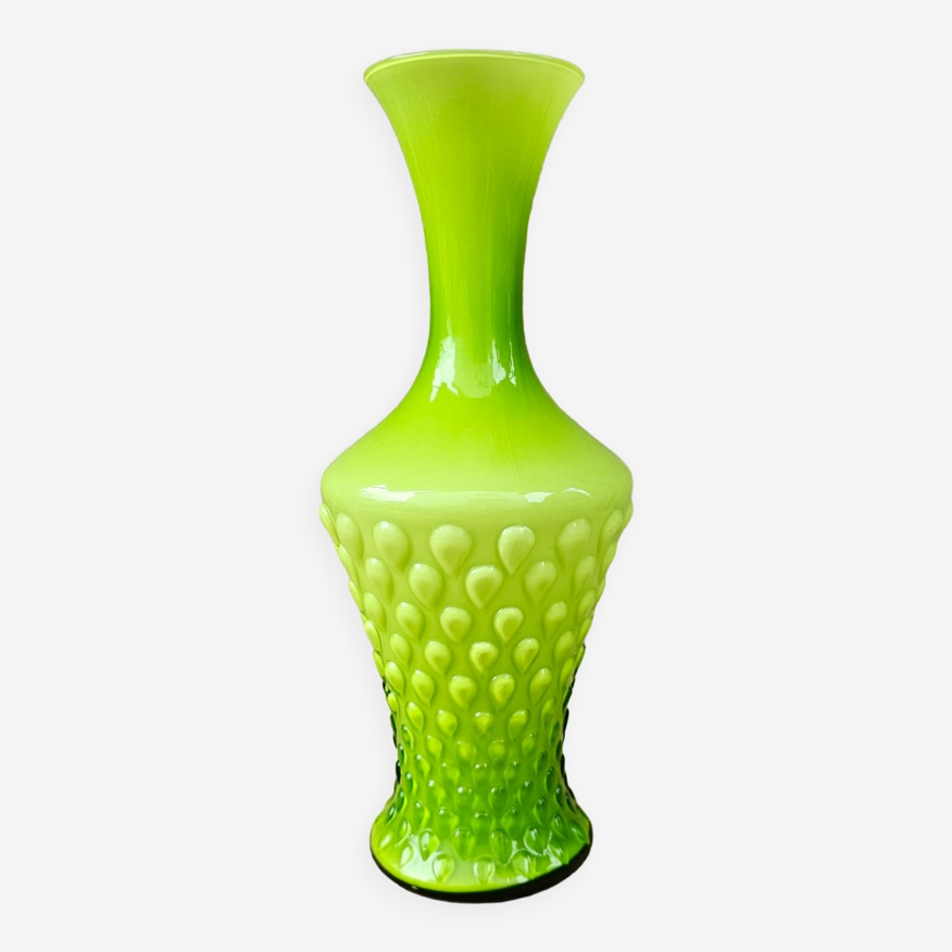 Grand vase en verre vert flashy | Selency