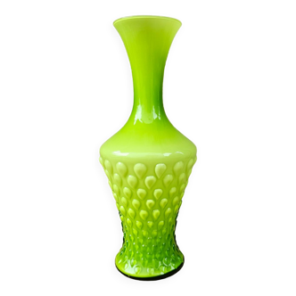 Large flashy green glass vase