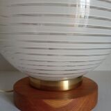 Bedside lamp wood and opaline