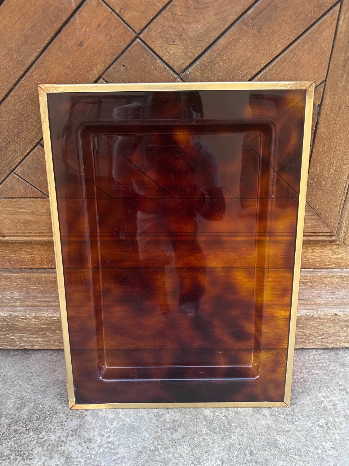 Lucite and brass serving tray by Christian Dior circa 1970