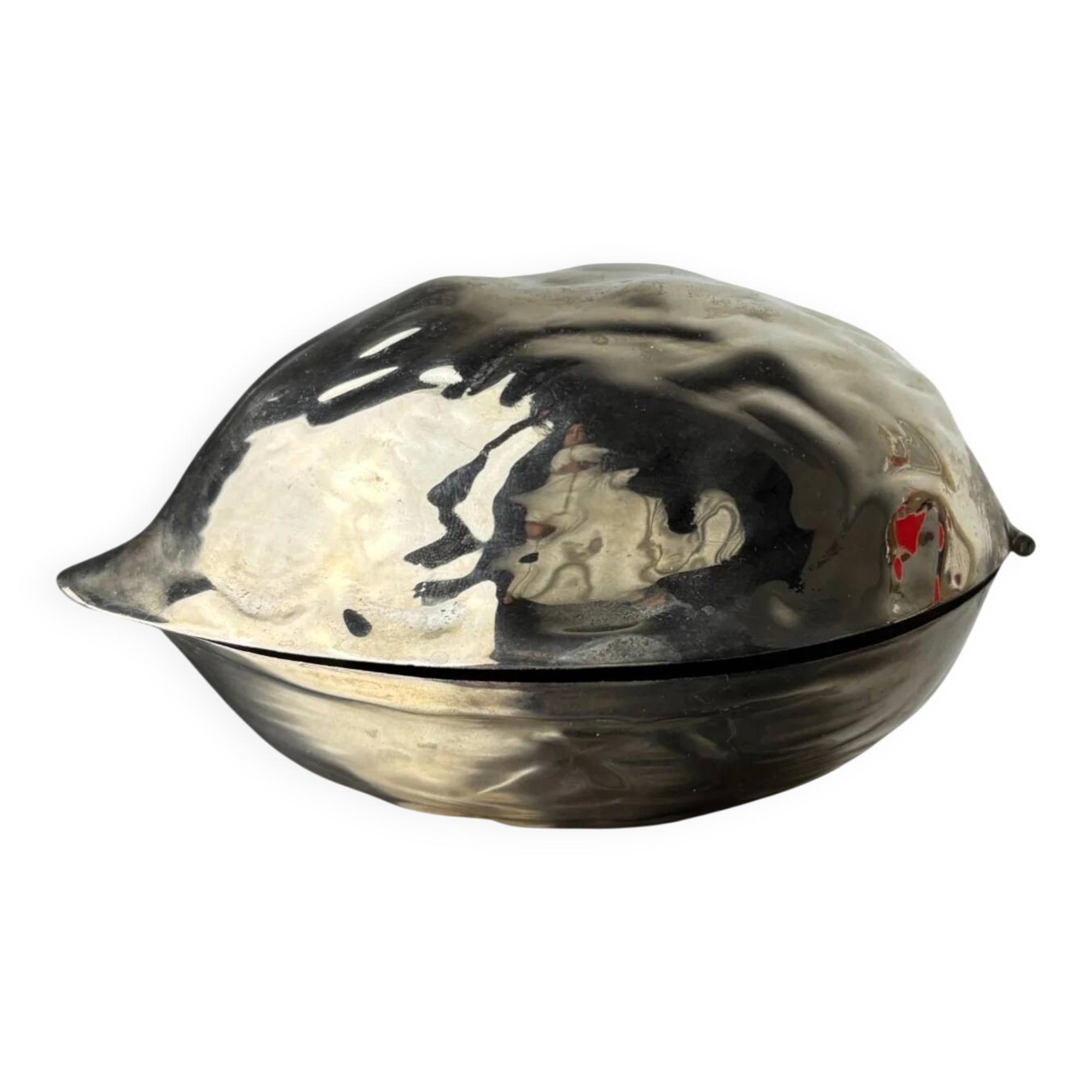 Silver plated walnut jewellery box, Italy, 1970s