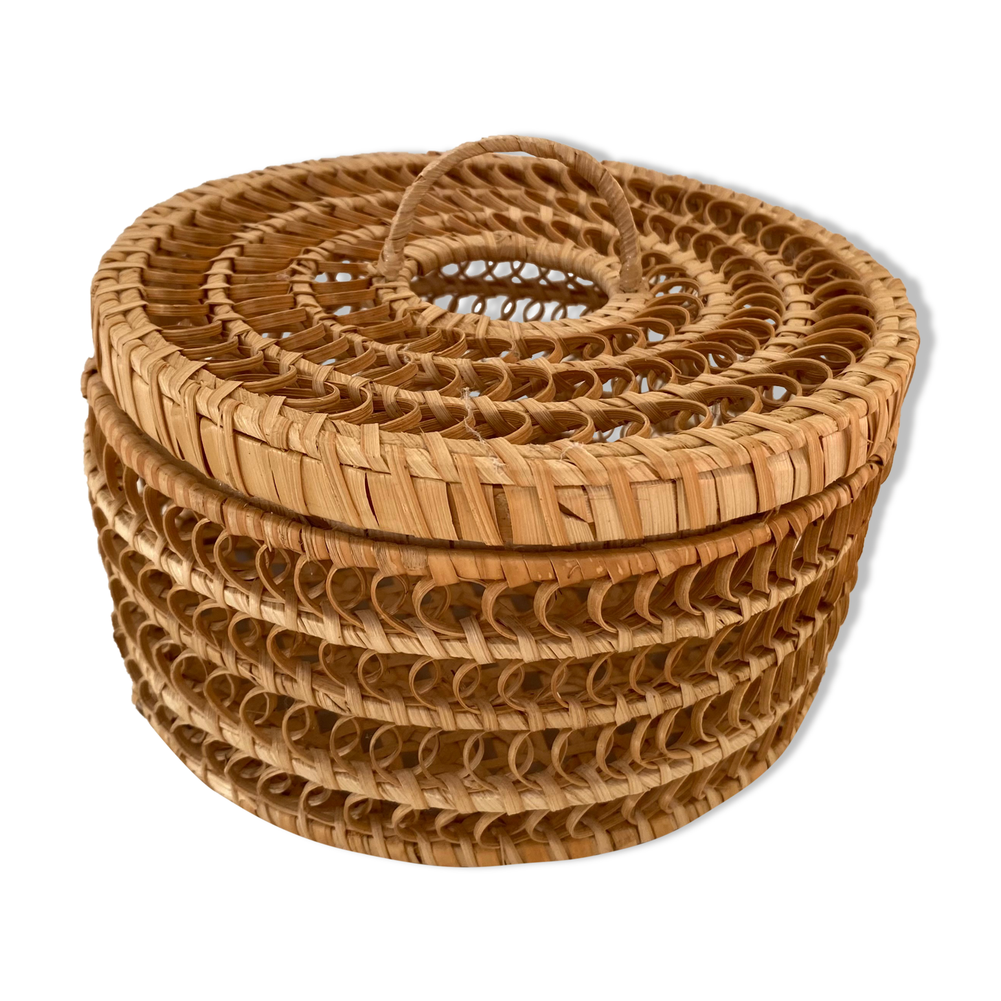 Vintage basket box in woven rattan