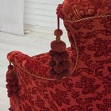 1950s, Danish armchair, furniture velour, beech wood legs.