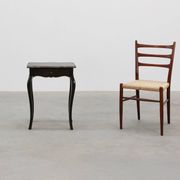 19th Century Black Wooden Side Table with Drawer, France