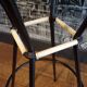 Pair of 1950s iron and rattan bar stools