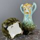 Pair of Art Nouveau vases in glazed ceramic with floral decoration, 20th Century