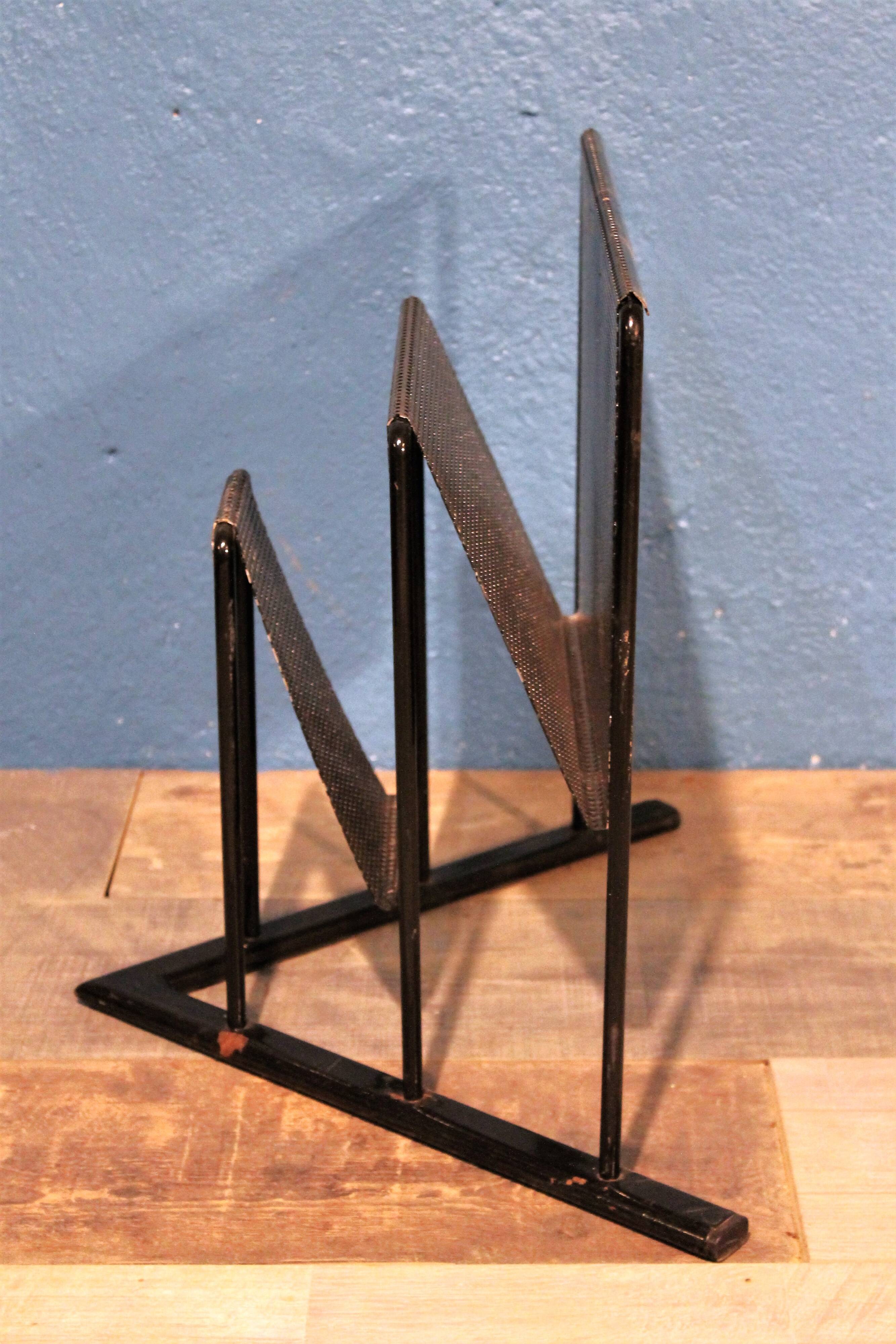 Perforated metal magazine rack Morgens 1980s