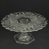 Support à gâteau Art déco transparent Support à gâteau en verre pressé à motif étoile