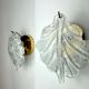 Pair of wall lamps Feuille by Murano Mazzega in frosted glass Italy 1970