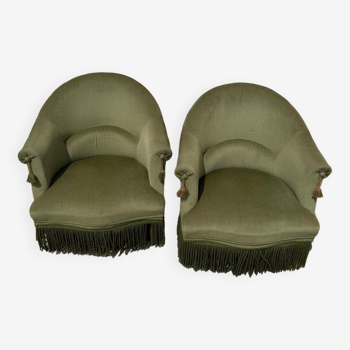 Pair of vintage green toad armchairs