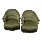 Pair of vintage green toad armchairs