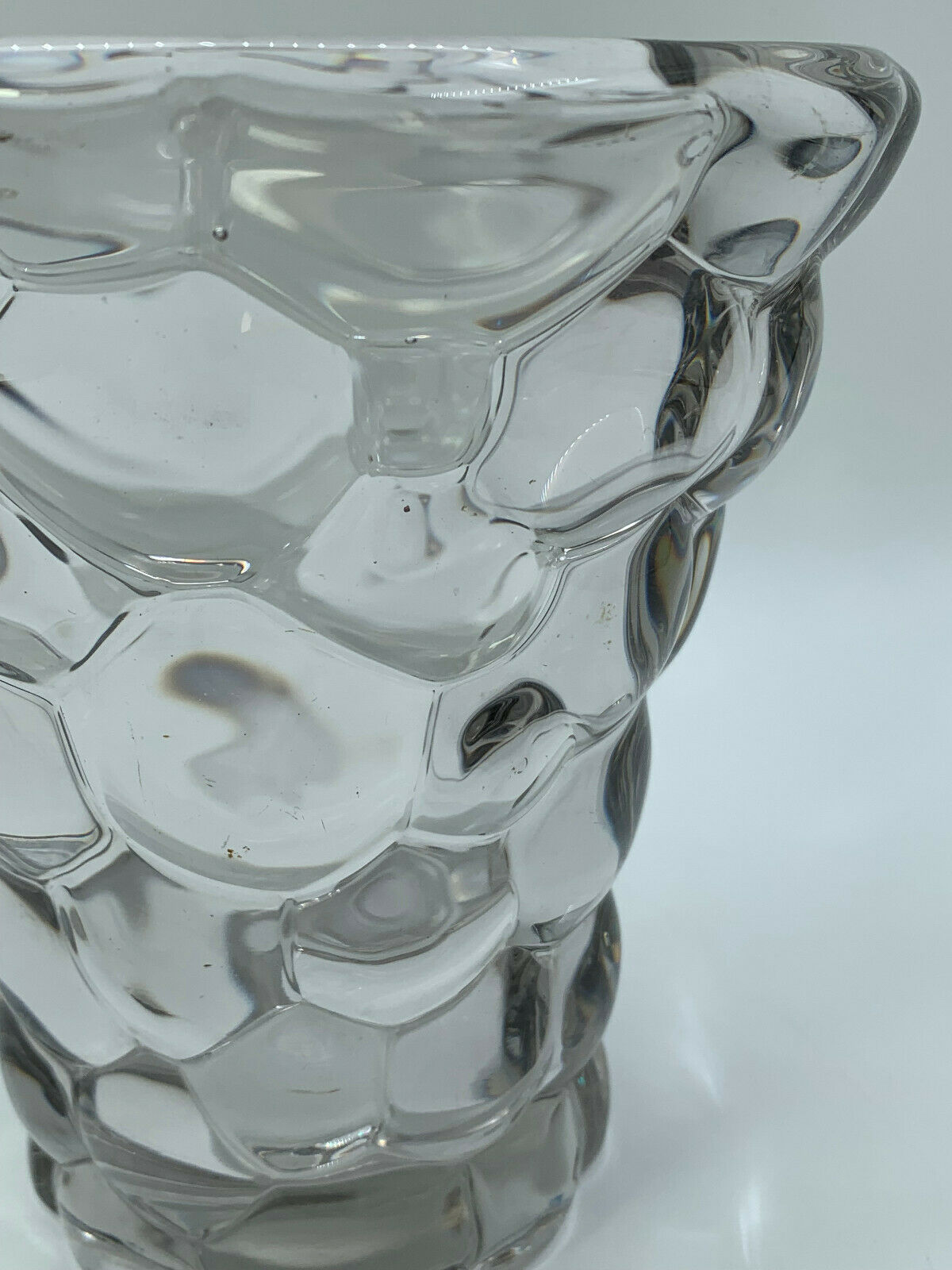 Glass vase or transparent crystal honeycomb art deco