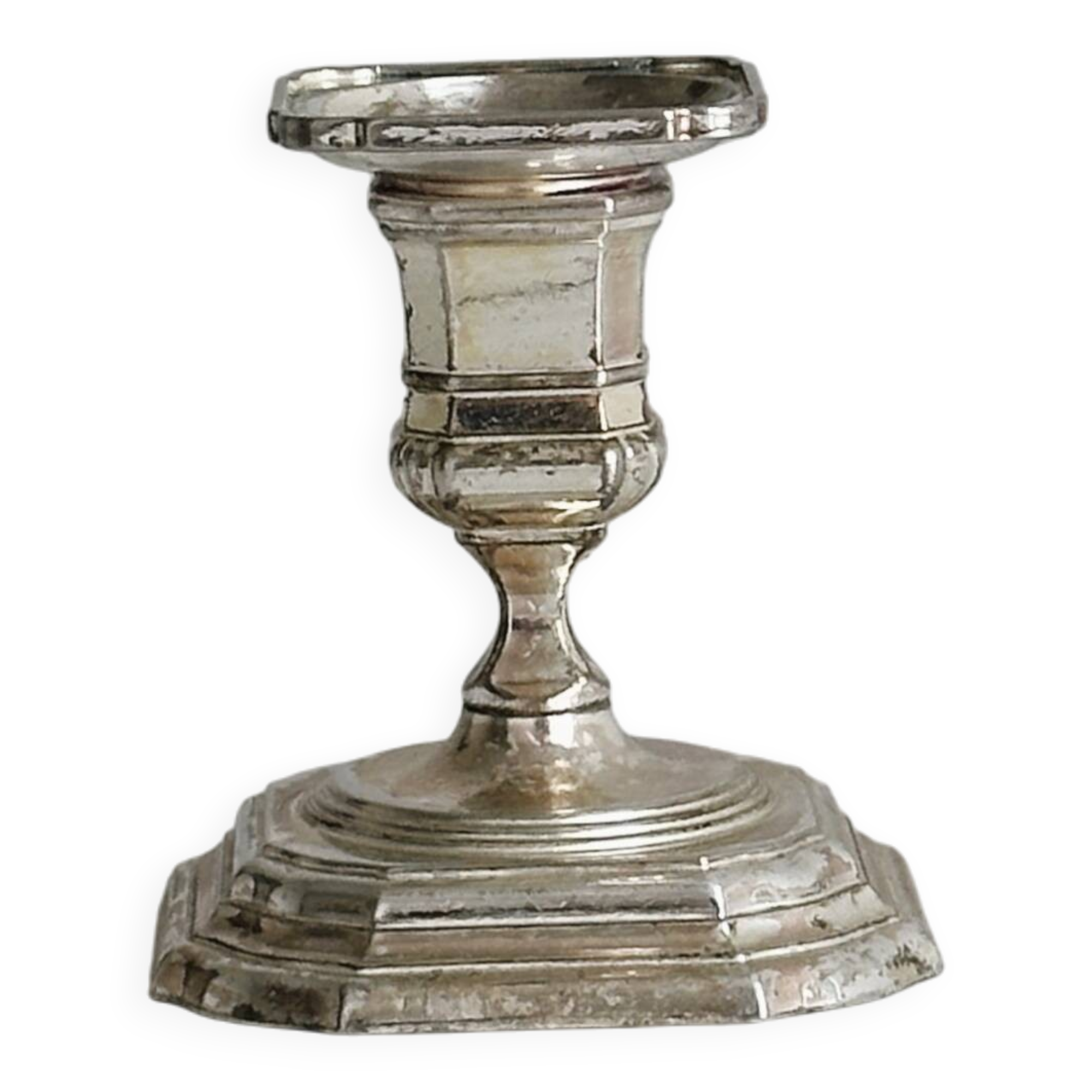 Small antique metal candle holder