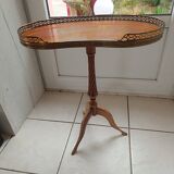 Tripod pedestal table. Bean shape with gallery.