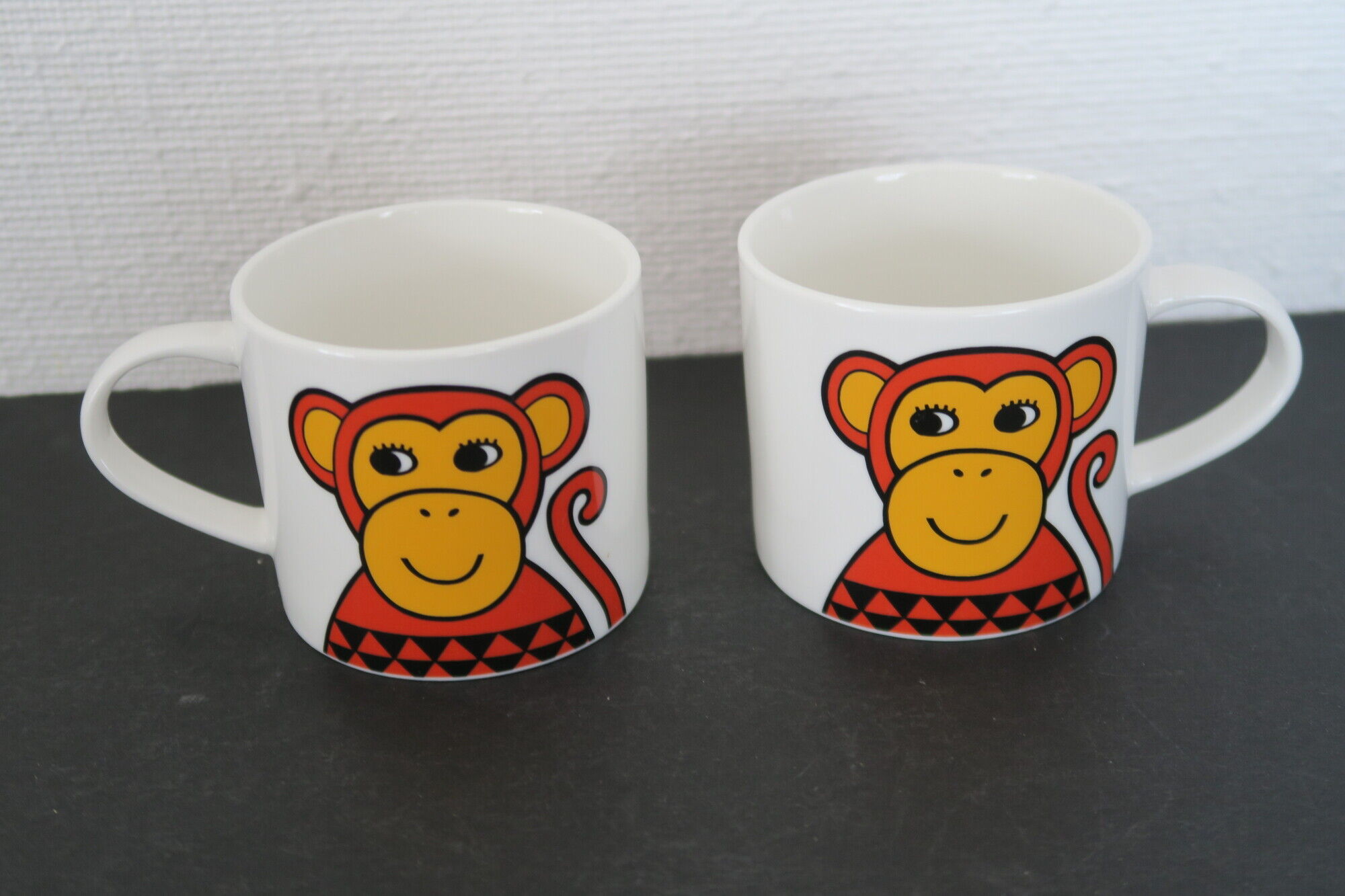 Set of 2 mugs or cups décor monkey design jane foster by make international 2016