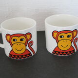 Set of 2 mugs or cups décor monkey design jane foster by make international 2016