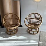 Pair of rattan shell armchairs, 1960s