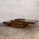 Table basse bar  en loupe d'orme et laiton par Roche Bobois, 1970s