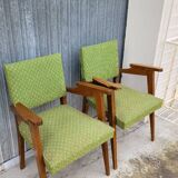 Paire de fauteuils bridge vintage 1950s pieds compas design