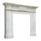 Neoclassical White Carrara Marble Fireplace Circa 1930