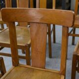 Set of 10 beech bistro chairs from the 1950s