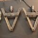 Pair of art deco glass wall lights signed dégue, hammered wrought iron.