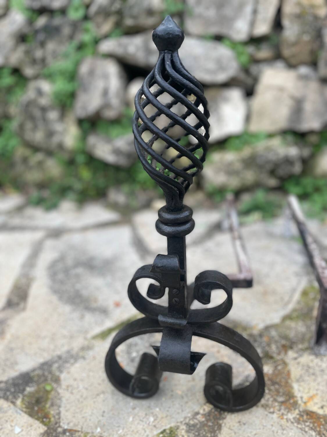 Pair of wrought iron fire dogs