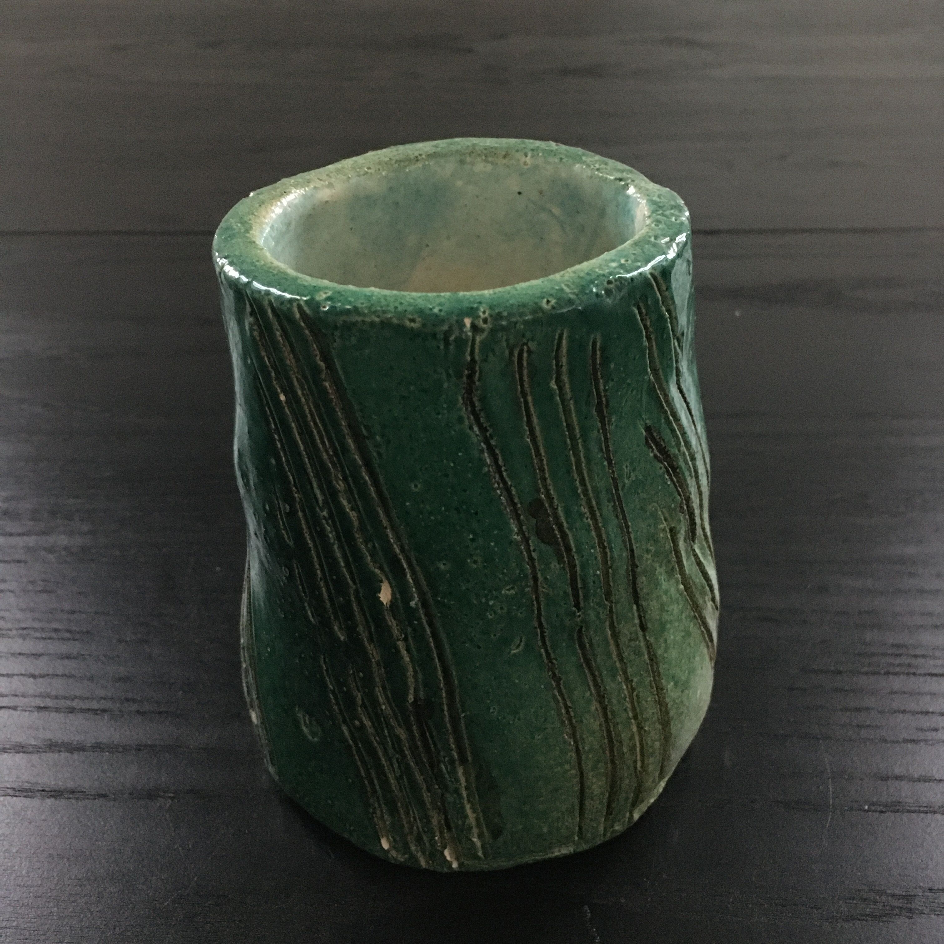 Japanese handcrafted vase signed