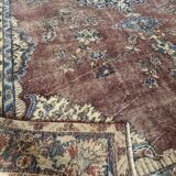 Tapis oriental vintage 205x300 cm, laine nouée à la main, tons rouge bleu beige, tapis turc