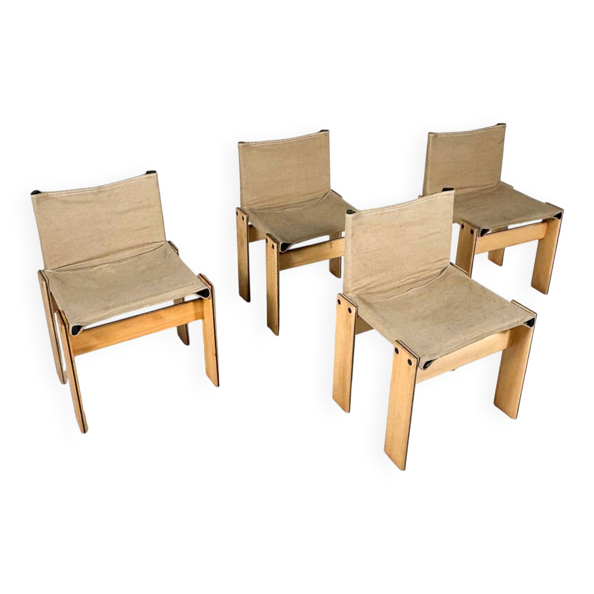 Set of 4 Monk Dining Chairs by Afra & Tobia Scarpa for Molteni, 1970