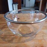 Glass and silver metal salad bowl