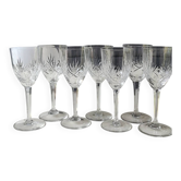 Lot of 7 x crystal glasses. Star/palmette decoration in St Louis style.
