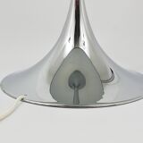 Rare Panthella table lamp by Verner Panton with a chrome base and grey shade.