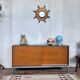 Enfilade 2 sliding doors in teak feet vintage chrome