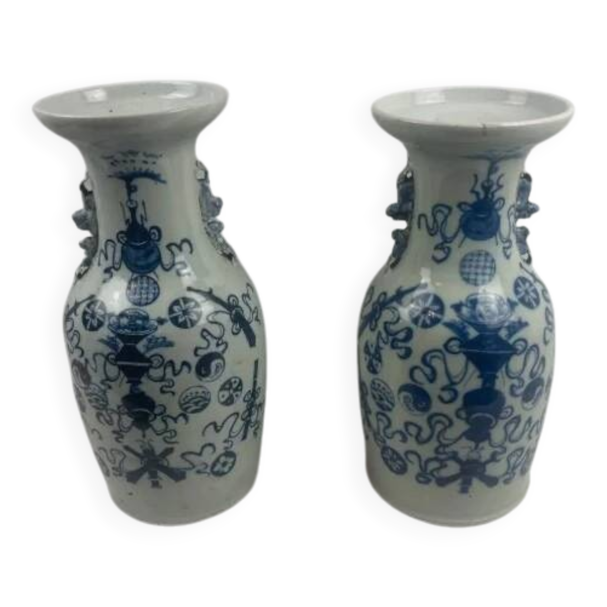 Pair of Chinese porcelain baluster vases, Qing Dynasty