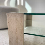 Table en verre et travertin