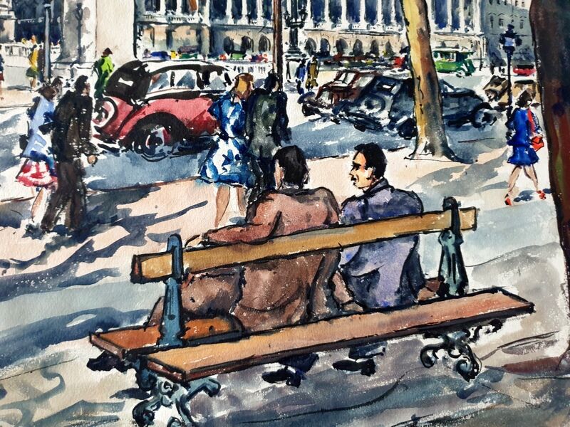 André Duculty (1912-1990) Watercolor on paper "Pont Alexandre III à Paris" Signed lower left