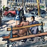 André Duculty (1912-1990) Watercolor on paper "Pont Alexandre III à Paris" Signed lower left