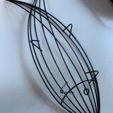 Basket in black lacquered metal "fish"