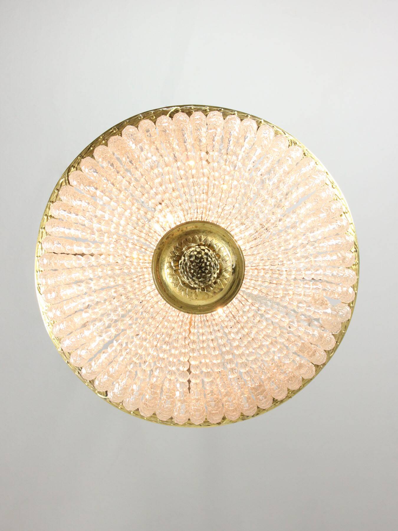 French Empire Crystal and Brass Chandelier, 1940s