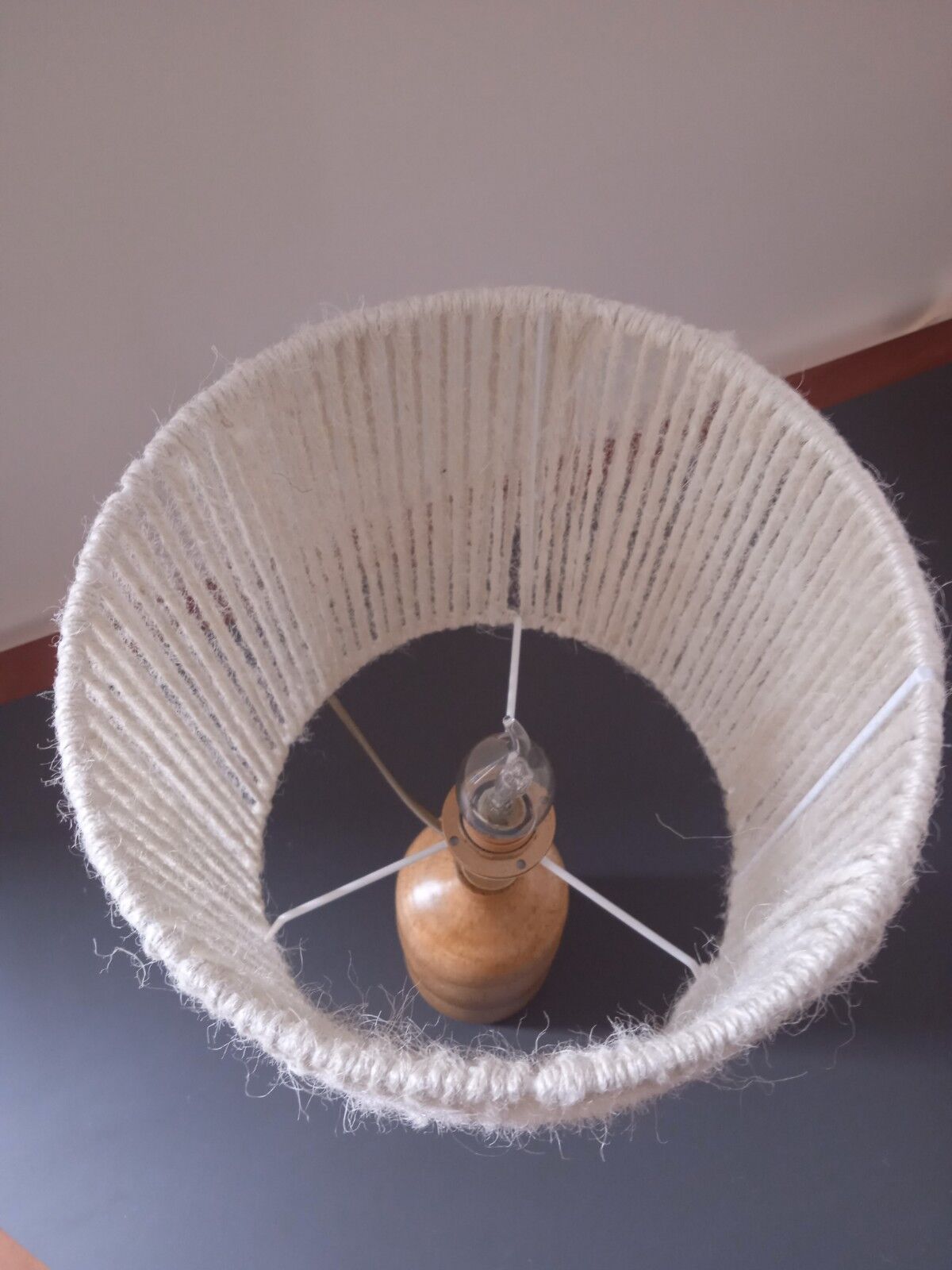 Ceramic lamp and rope lampshade