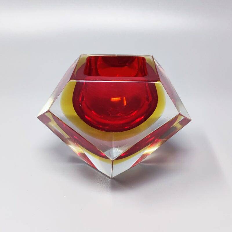1960s Gorgeous Red and Yellow Ashtray or Catch-All By Flavio Poli for Segus
