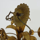 Vintage Masca chandelier in aged golden metal and golden flower