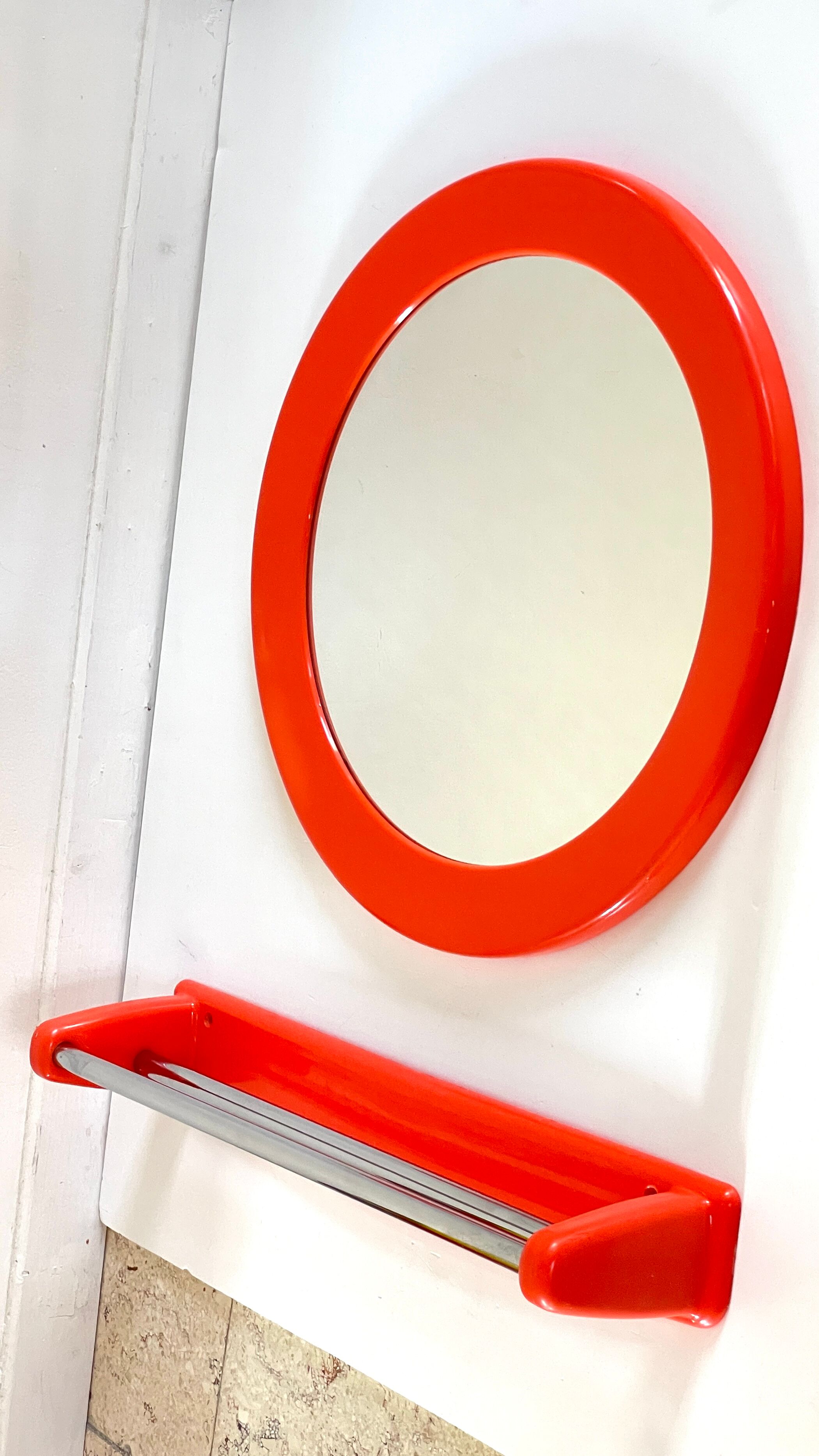 Round orange wall mirror by syla 70 years