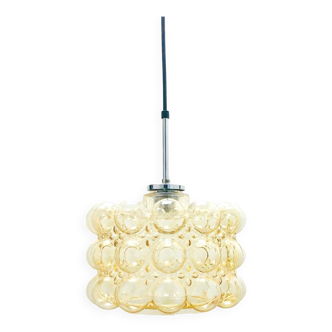 Plafonnier/suspension en verre à bulles ambré du milieu du siècle par Helena Tynell pour Limburg, Allemagne, années 1960